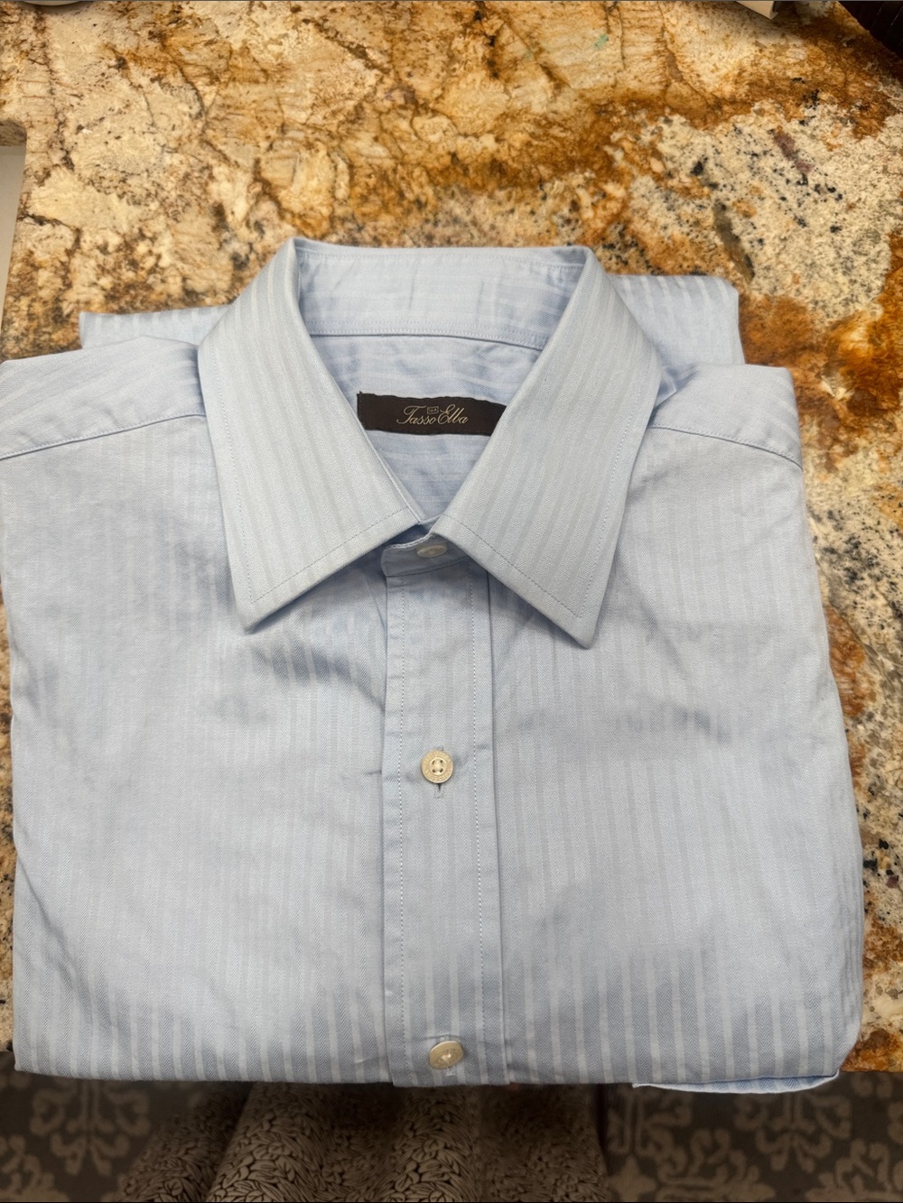 Tasso Elba Light Blue Striped Dress Shirt